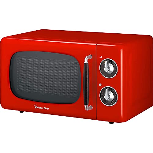 Retro Red Magic Chef Microwave with 2-Year Warranty