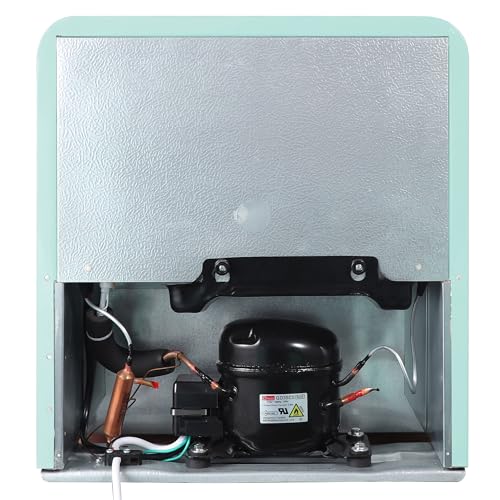 Retro Style Mini Fridge, Interior LED Light, Glass Shelf