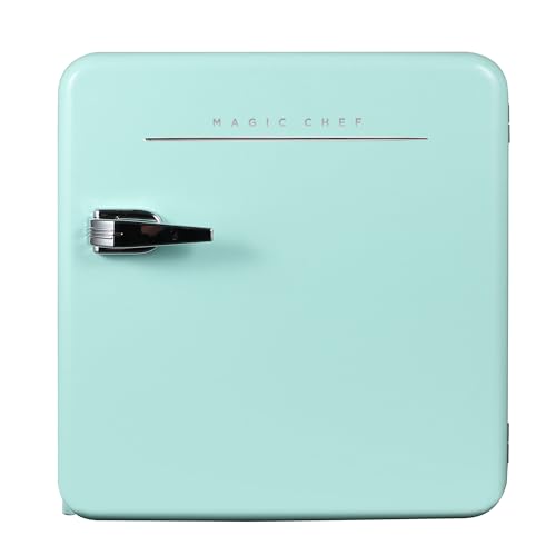 Retro Style Mini Fridge, Interior LED Light, Glass Shelf