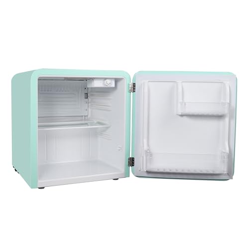 Retro Style Mini Fridge, Interior LED Light, Glass Shelf