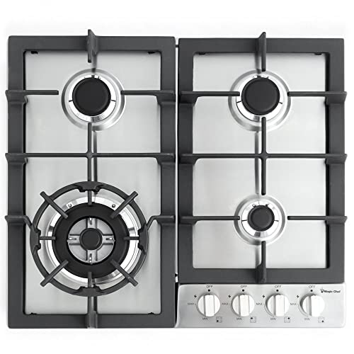 Magic Chef Stainless Steel Gas Cooktop with 4 Burners