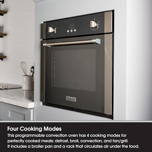 Magic Chef Convection Electric Wall Oven, 24", Stainless Steel
