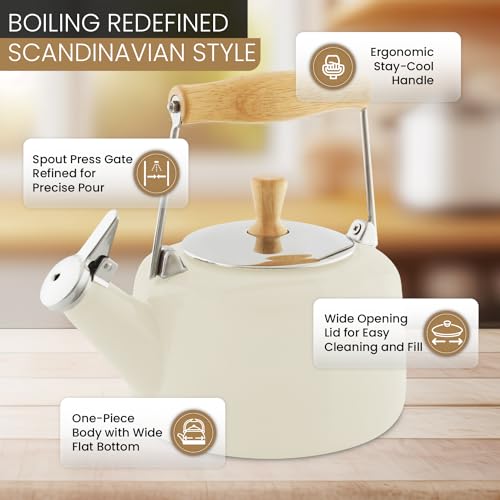 Chantal Whistling Teakettle, 1.4 quarts, Almond
