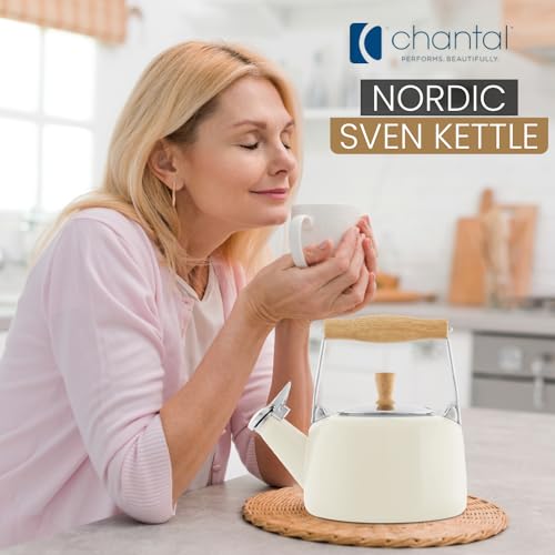 Chantal Whistling Teakettle, 1.4 quarts, Almond