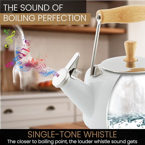 Chantal Whistling Teakettle, 1.4 quarts, Almond