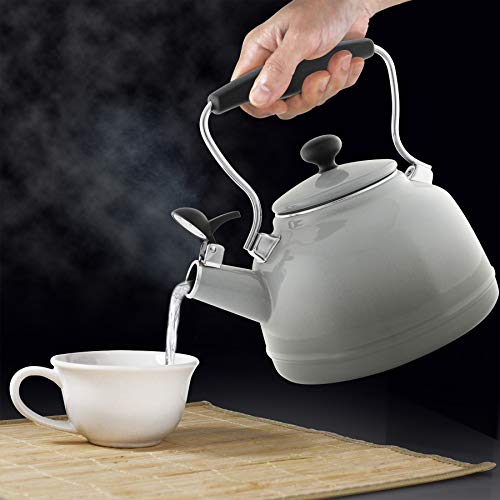 Chantal Enamel Vintage Tea Kettle, Whistling - Fade Grey