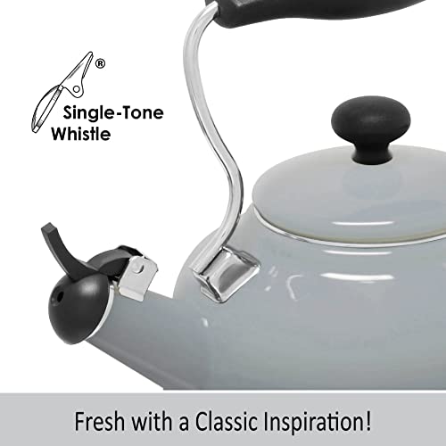Chantal Enamel Vintage Tea Kettle, Whistling - Fade Grey