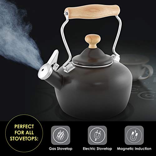 Chantal Carina Tea Kettle, 1.8 QT, Enamel Black