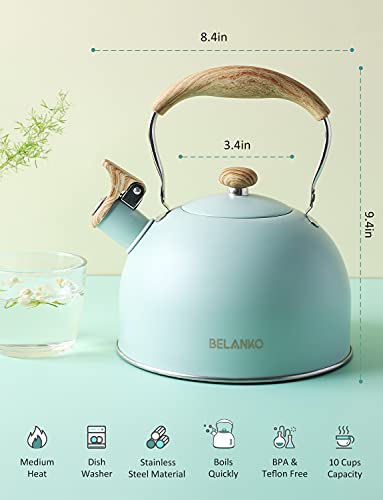 Belanko 2.5 Liter Whistling Tea Kettle - Turquoise