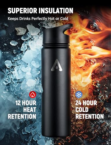 BELANKO 24oz Stainless Steel Water Bottle with 3 Lids
