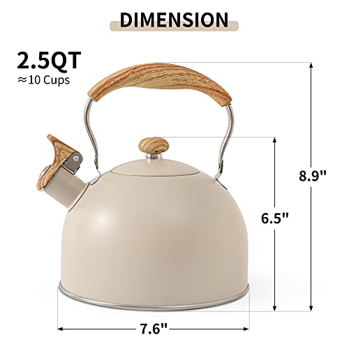 2.5 Quart Whistling Tea Kettle, Food Grade Stainless Steel