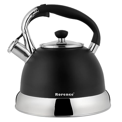 Matt Black Stainless Steel Whistling Tea Kettle: 3.5 Quart