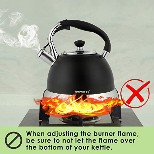 Matt Black Stainless Steel Whistling Tea Kettle: 3.5 Quart
