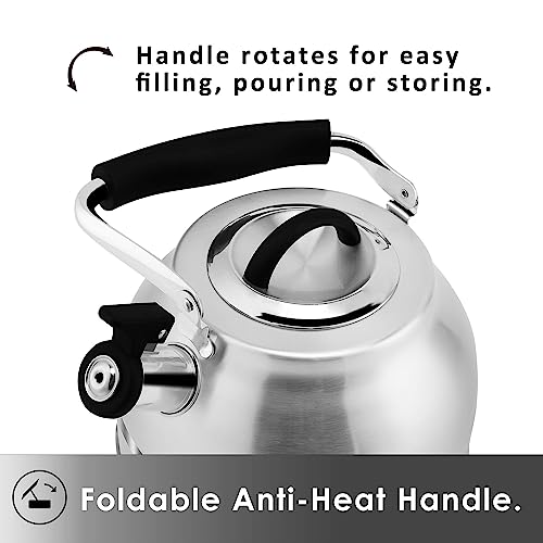 Rorence 3 Quart Stainless Steel Whistling Tea Kettle