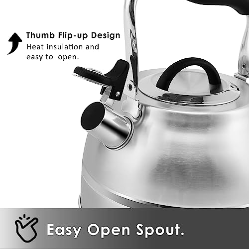 Rorence 3 Quart Stainless Steel Whistling Tea Kettle