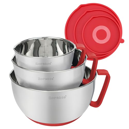 Rorence 3 Quart Mixing Bowls Set - Stainless Steel