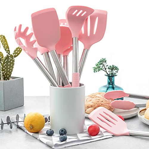 Rorence 12 Piece Kitchen Utensil Set: Pink, Non-Stick & Heat Resistant