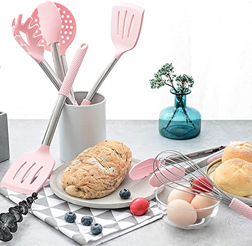 Rorence 12 Piece Kitchen Utensil Set: Pink, Non-Stick & Heat Resistant