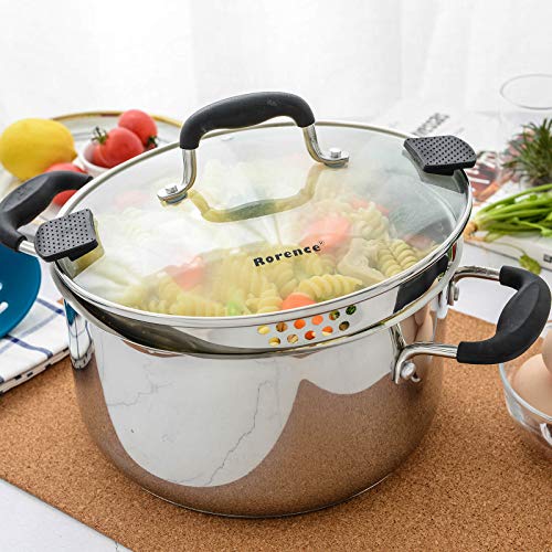 6 Quart Stainless Steel Stock Pot with Strainer Lid