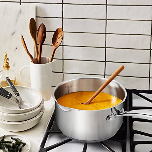 Rorence Stainless Steel Saucepan: Pour Spouts, Glass Lid