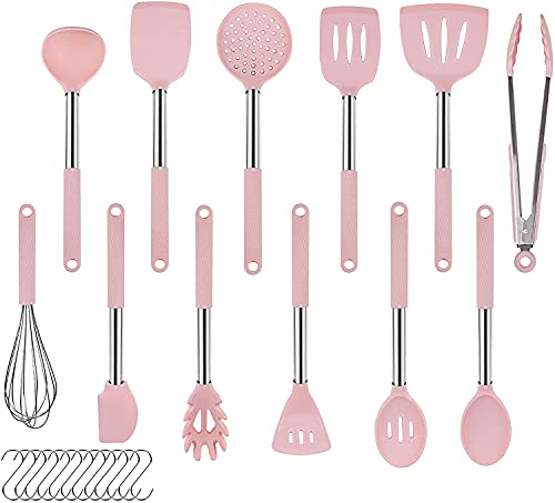 Rorence 12 Piece Kitchen Utensil Set: Pink, Non-Stick & Heat Resistant