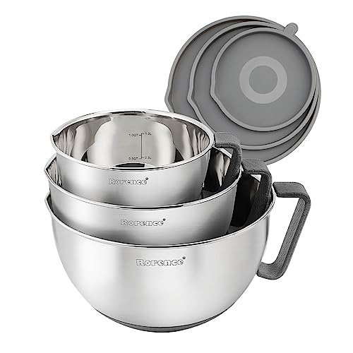 Rorence Stainless Steel Mixing Bowls Set: Non-Slip Gray