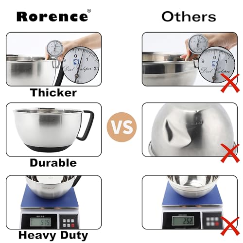 Rorence Stainless Steel Mixing Bowls with Lids & Handles