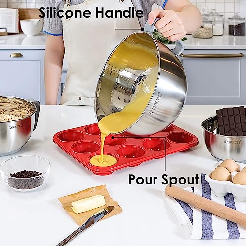 Rorence Stainless Steel Mixing Bowls Set: Non-Slip Gray
