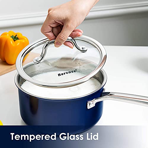 Rorence Stainless Steel Soup Pot with Glass Lid