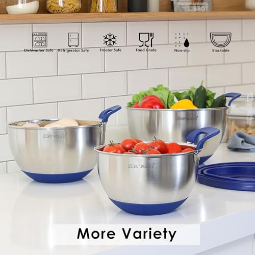 Rorence Stainless Steel Mixing Bowls with Lids (Set of 3)