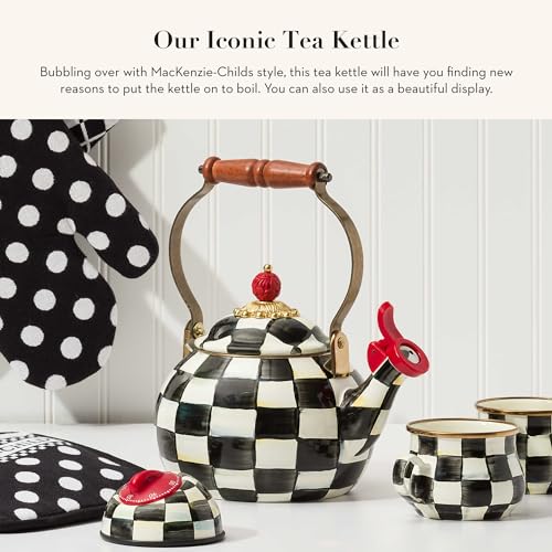 MACKENZIE-CHILDS Black-and-White Courtly Check Whistling Tea Kettle