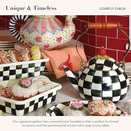 MACKENZIE-CHILDS Black-and-White Courtly Check Whistling Tea Kettle