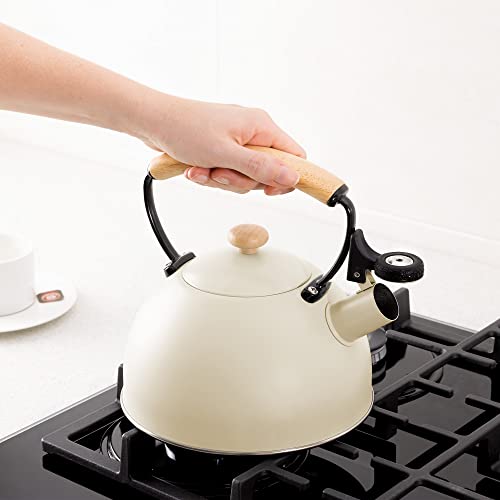 Navaris Whistling Tea Kettle - 2.4 QT Stainless Steel