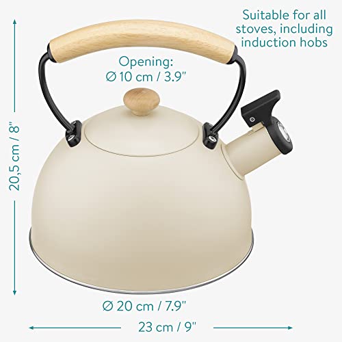 Navaris Whistling Tea Kettle - 2.4 QT Stainless Steel
