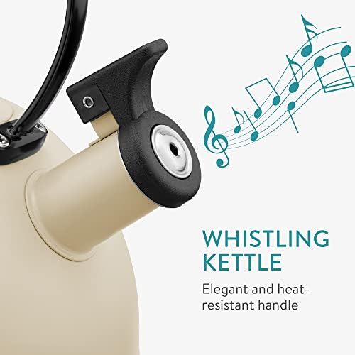 Navaris Whistling Tea Kettle - 2.4 QT Stainless Steel