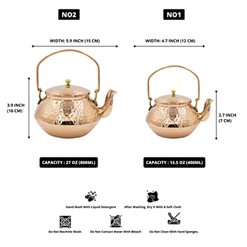 Japanese Handmade Solid Copper Stovetop Tea Kettle 800ml