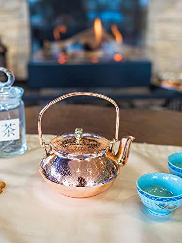Handmade Japanese Solid Copper Tea Kettle, Stovetop Pot