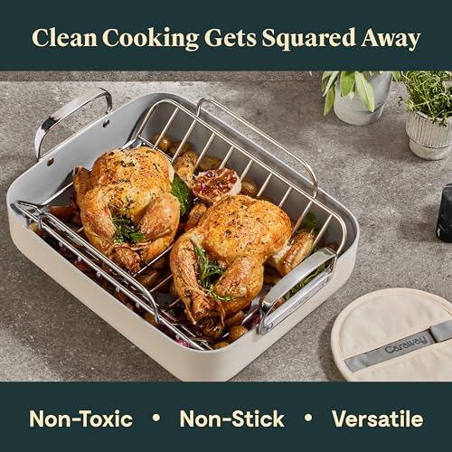Caraway Ceramic Coated Roasting Pan with Rack