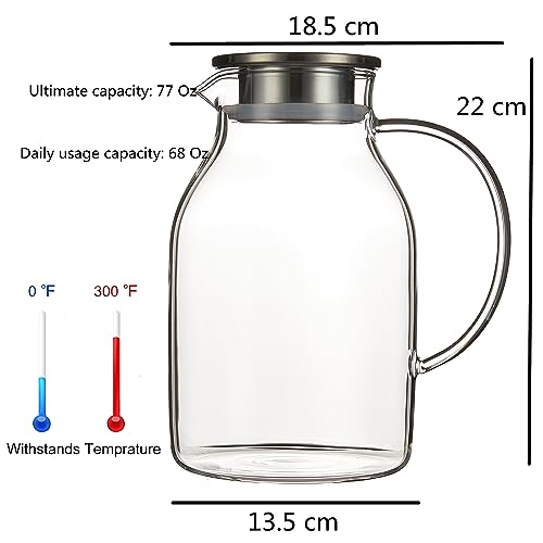 Karafu Glass Pitcher, 68Oz Heat Resistant for Drinks