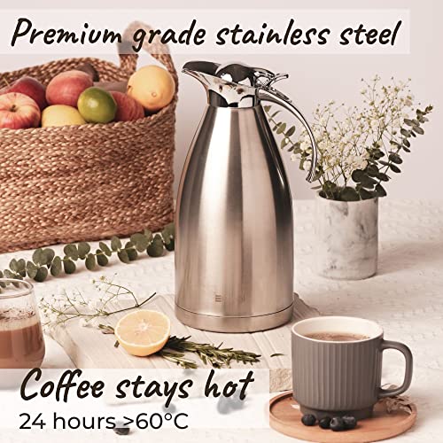 PYKAL Thermal Coffee Carafe: 68oz Stainless Steel Pot