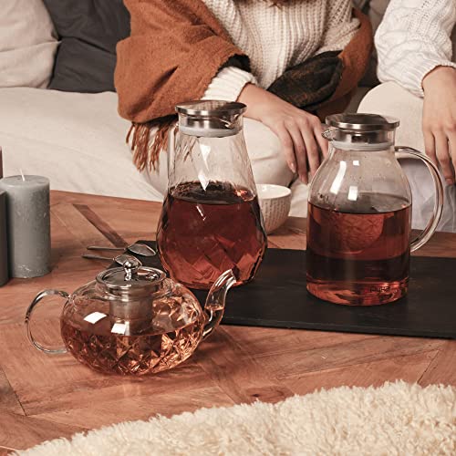 Pykal Glass Tea Pot Infuser - 40 Oz - Diamond Teapot