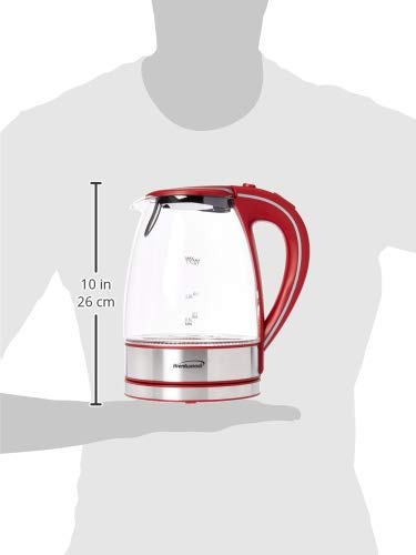 Brentwood Glass Tea Kettle, 1.7-Liter, Red