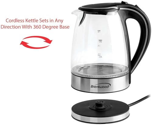 Brentwood Tempered Glass Electric Kettle, 1.7L
