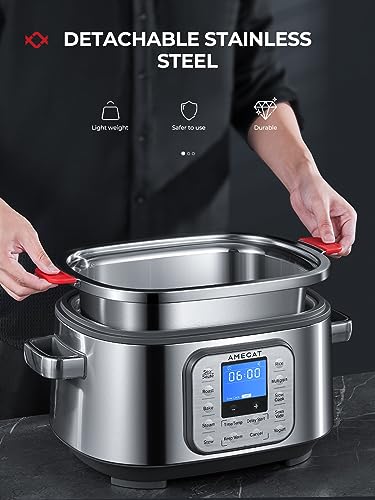 AMEGAT 10-in-1 Programmable Slow Cooker 6 Quart
