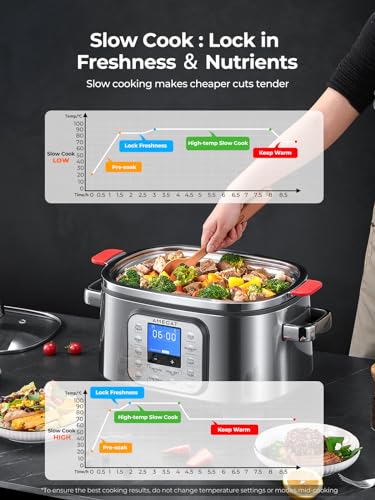 AMEGAT 10-in-1 Programmable Slow Cooker 6 Quart