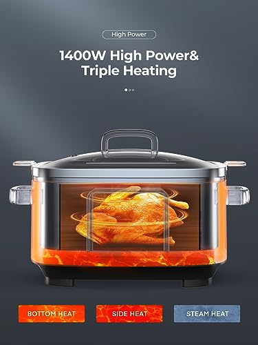 AMEGAT 10-in-1 Programmable Slow Cooker 6 Quart