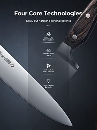 AMEGAT 15-Piece Knife Set with Built-in Sharpener