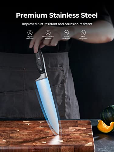 AMEGAT 15-Piece Knife Set with Built-in Sharpener