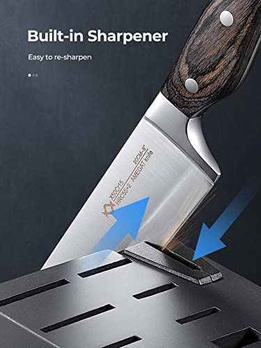 AMEGAT 15-Piece Knife Set with Built-in Sharpener