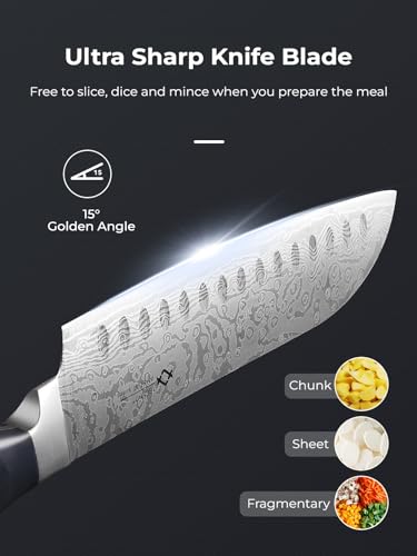 AMEGAT 14-Piece Knife Set with Self-Sharpening Technology